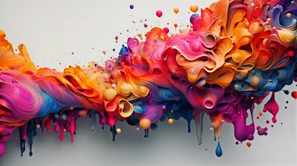 Fotobehang Colorful wavy liquid waves, abstract background, modern abstract illustration. Generative AI © lesikvit
