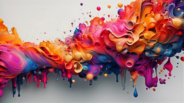Colorful wavy liquid waves, abstract background, modern abstract illustration. Generative AI