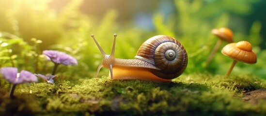 Happy snail isolated on white background, illustration.