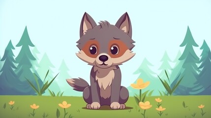 Obraz na płótnie Canvas Cute Husky Dog Sitting Cartoon Vector Icon Illustration. Animal Nature Icon Concept Isolated Premium Vector.
