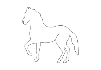 Simple continuous single line drawing of horse. Isolated on white background vector illustration. Premium vector. 