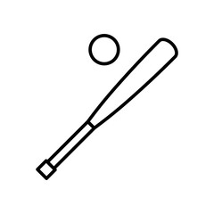 Line icon of baseball bat and ball