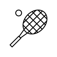 Line icon of tennis racket and ball