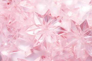 shiny pastel pink snowflake Christmas pattern, crystal cut glass look, festive