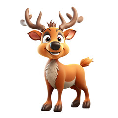 Obraz premium Cute reindeer in cartoon style on transparent background.