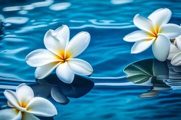 Fototapeta na wymiar white frangipani flowers on the water