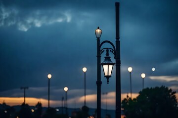 Fototapeta na wymiar street light against twilight backdrop