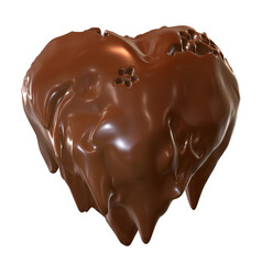 Chocolate dripping, 3D chocolate illustration for Valentine's day