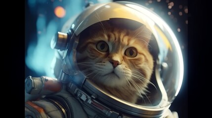 Fototapeta premium cat in space suit.Created with.Generative AI