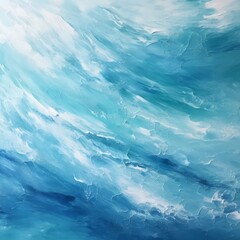 Unleashing Serenity: Striking White and Blue Acrylic Watercolor Displayed in Triptych Generative AI