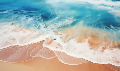 Fototapeta na wymiar Breathtaking Bird's Eye View of a Stunning Turquoise Beach Paradise Generative AI
