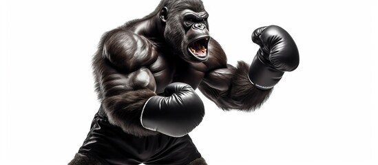 boxing mascot gorilla vector art illustration design - obrazy, fototapety, plakaty