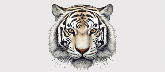 White tiger face (Panthera tigris corbetti) on black with - obrazy, fototapety, plakaty