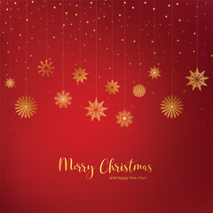 Fototapeta na wymiar Christmas snowflake celebration holiday card red background
