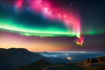 Night sky with colorful aurora. Generative AI