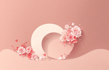 Template with flowers and elements for a text. AI