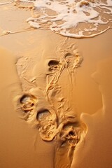 Naklejka premium Uncover the Mysteries: Following the Footprints on a Sandy Beach Generative AI