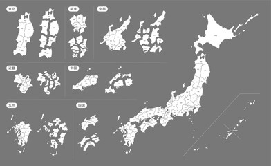 都道府県ごとでバラバラに別れる日本地図 - obrazy, fototapety, plakaty