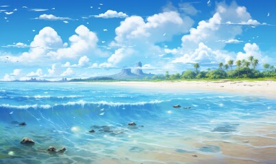 Experience Tranquility: The Pristine White Sands of an Idyllic Sunshine Beach! Generative AI