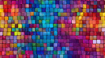Seamless vibrant glass mosaic tiles texture in rainbow colors