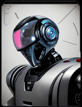 Futuristic robot cyborg with neon cyberpunk light helmet Created With Generative Ai