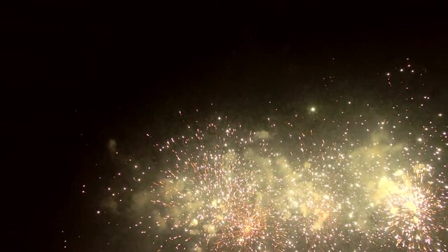 Best beautiful color fireworks, night sky 4K. Sparks, outdoor, show, event, festive, party, holiday, effect, bright, light, flash, shiny, fun, dark, glow, view, shot, display, ultra hd. ProRes 422HQ