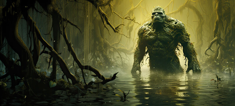 Green Swamp monster coming out of the swamp water
