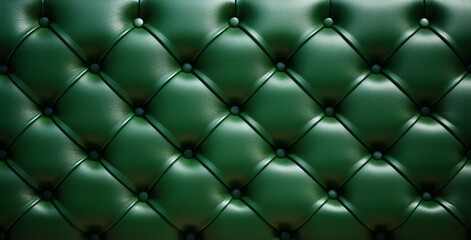 Exquisite Close-Up of a Luxury Green Leather Tufted Headboard: Elevate Your Bedroom's Aesthetic! Generative AI