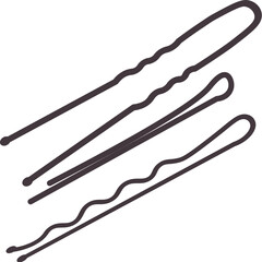 Beauty service hair pins. Metal pins for hair styling and hair shaping. Beauty care item in spa salon. Vector isolated on white background