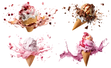 Foto auf Alu-Dibond Set of delicious ice cream explosions, cut out © Yeti Studio