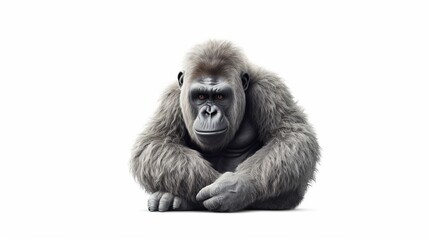 gorilla on white background - obrazy, fototapety, plakaty