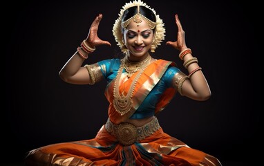 Fototapeta premium Indian Classical Dancer in Traditional Bharatanatyam Attire