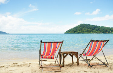 armchairs on the Klong Kloi beach in Koh Chang island, Trat province, Thailand 