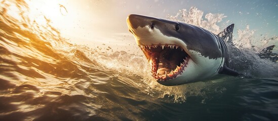 Underwater Photo of a Great and fierce White Shark