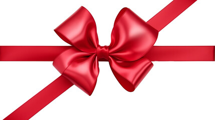 red ribbon and bow isolated against transparent background
