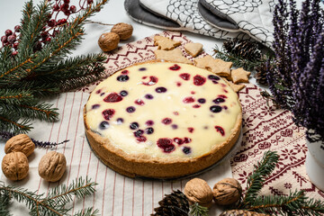 Christmas raspberry shortcrust pastry pie
