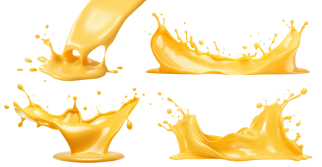 Set of melted cheese splashes cut out