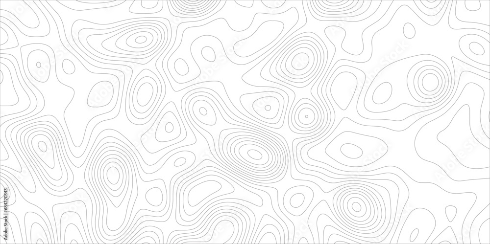 Aufkleber Ocean topographic line map with curvy wave isolines vector illustration. Abstract topographic contours map background, Vector contour topographic map. Cartography texture abstract banner use..