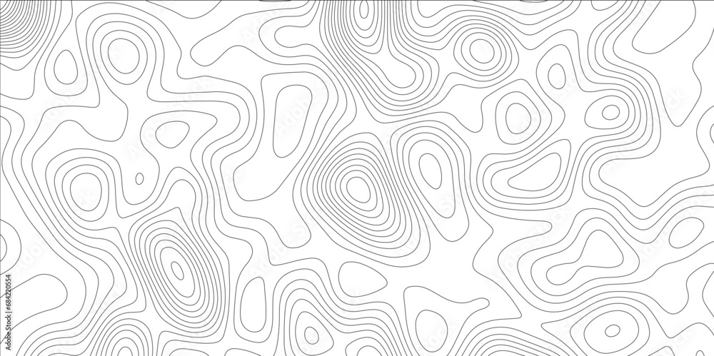 Fototapete Ocean topographic line map with curvy wave isolines vector illustration. Abstract topographic contours map background, Vector contour topographic map. Cartography texture abstract banner use..