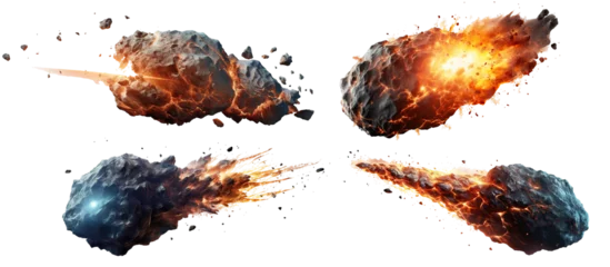 Selbstklebende Fototapeten Set of flying meteors cut out © Yeti Studio