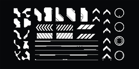 Vector Graphic Assets Set. Bold modern Shapes for Posters Template, flyers, clothes, social media, graphic design, sticker, In Y2k style, Futuristic, Anti-design, Digital Collage, Retro Futurist.