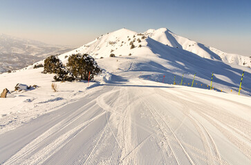 scenic view of Maigashkan mountain from Amirsoy ski resort (Tashkent region, Uzbekistan)