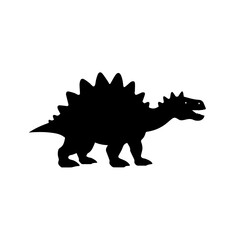 Black dinosaur stegosaur silhouette vector