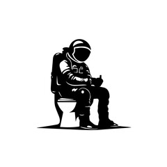 Black Astronaut on toilet silhouette vector