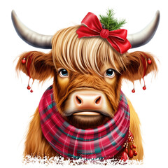 Christmas cow with horns and bow