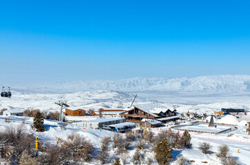 scenic view of Amirsoy mountain ski resort (Tashkent region, Uzbekistan)