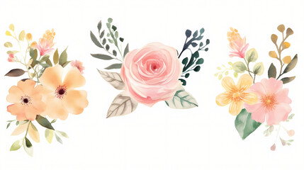 Watercolor floral bouquet collection