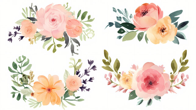 Watercolor floral bouquet collection