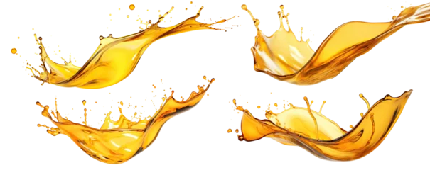 Fotobehang Set of golden oil splashes cut out © Yeti Studio