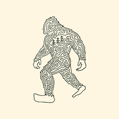 Bigfoot lineart illustration
